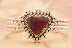 Artie Yellowhorse Genuine Spiny Oyster Shell Sterling Silver Bracelet